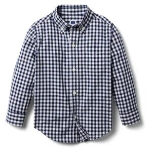GAP Navy and White Gingham Kids Button Down Shirt